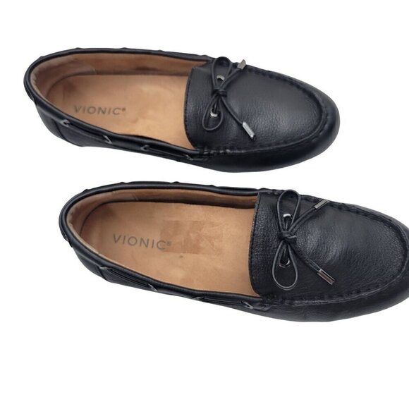 Vionic Women's Honor Virginia Black Leather Loafers, Boat Shoes Size 8 - Picture 2 of 11